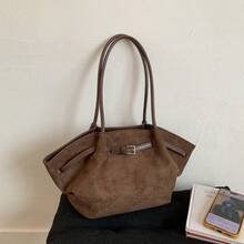 MISSGUIDED Túi Tote Da Lộn Sang Trọng Có Chi Tiết Thắt Lưng Và Quai Đeo Kép Cho Vẻ Thanh Lịch Hằng Ngày - Cà phê nâu - Xem 5