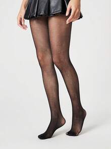 Goth Medias de red sólidas - Negro - Ver 3