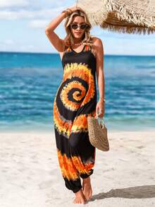 Sylviya Women's Printed Tie-Shoulder Wide-Leg Jumpsuit, Summer - Multicolor - View 4