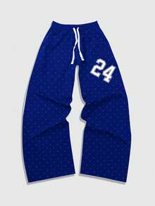 ROMWE MEN Prep 2 件男士休闲运动服套装，适合春秋冬季情侣装 - 藍色 - 查看 4