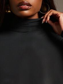 Hauture Sexy Sheer High Neck Bodysuit – Stretch Collared Long Sleeve Top For Mob Wife Night Out & Party Looks