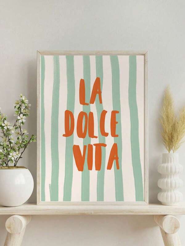 1pc LA DOLCE VITA Art Print, Italian Summer Wall Art, Italian Quote Poster, Coastal Wall Art, Euro Art Print, Aesthetic Italian Art,Canvas Wall Poster, Bedroom Living Room Hallway Decoration Gifts Birthday Graduation