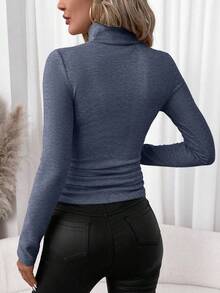 SHEIN Clasi 女士厚款高领保暖内衣，秋冬百搭 - 藍色 - 查看 2