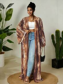 Maweii Áo khoác dài nhẹ họa tiết da báo mới cỡ lớn 2025 dành cho nữ, áo khoác ngoài xuân/hè - Nhiều màu - Xem 3