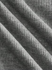 SHEIN EZwear Top moulant à manches longues évasées et épaules dénudées pour femmes, convient pour l'automne/l'hiver - Gris foncé - Voir 5