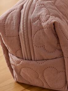 1/2/3 Pcs New Oxford Cloth Makeup Bag With High Value, Large Capacity, Portable And Convenient Travel Wash And Storage Bag, Handbag With Heart Pattern For Cosmetics Storage - Baby Pink - View 9