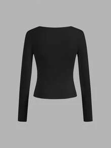 SHEIN EZwear 3件套休闲纯色百搭圆领修身女式T恤，秋冬季 - 彩色 - 查看 6