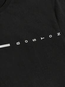 HIMLAND 男士字母图案 T 恤，夏季，Emo