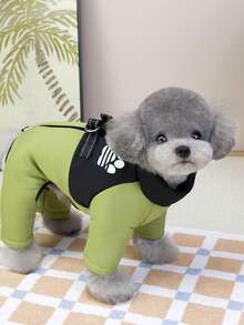 PETSIN Macacão Fofo e Grosso para Animais de Estimação - Pijamas Fofos de Fleece de Quatro Patas para Cachorros e Gatos Pequenos, Roupa Confortável de Outono/Inverno para Brincar e Relaxar - Verde - Visão 4
