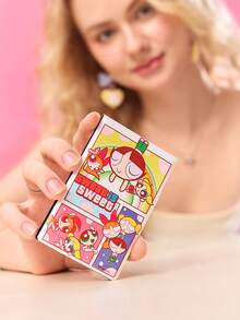 THE POWERPUFF GIRLS X SHEIN FanGlow Oglindă compactă la modă și drăguță cu model de flori, bule și picior de fluture