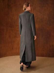 MOTF PREMIUM ELEGANT PARTY RHINESTONE EMBELLISHED FITTED WOOL BLEND OVERCOAT AUTUMN/WINTER - Grey - View 4