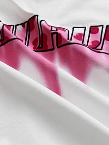 Manfinity VCAY Men's Graphic T-Shirt With Lettering Print And Embroidery Loose Crew Neck Short Sleeve T-Shirt - White - View 5