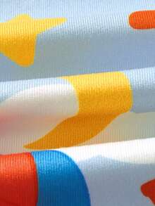 Blippi X SHEIN Young Boy 2pcs Cartoon Figure Cloud & Moon Print Crew Neck Long Sleeve Top And Leggings Knit Pajama Set - Multicolor - View 3