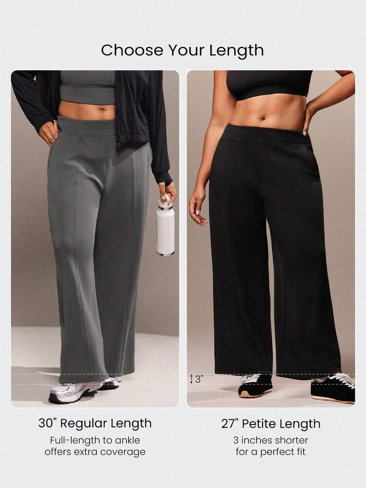 27" SoftCalm Modal Plus-Size Petite Silky Smooth Breathable Wide-Leg Side Pockets Adjustable Drawstring Waist Sweatpants Yoga Pilates Studio Daily Casual Wear Spring Summer