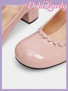 Dola Lovely Ballet Style Bow Round Toe PU Low Heel Casual Shoes - Pink - View 4