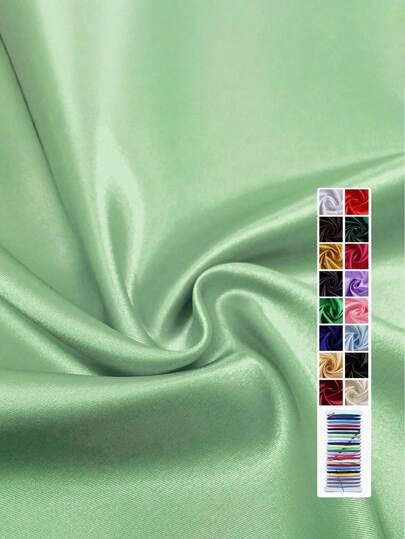 1 pieza de 50x150cm/19.7x59in de tela de satén de poliéster, material elástico de unicolor por yarda para coser vestidos, pijamas, fundas de almohada DIY, antifaces, lavar a mano solamente