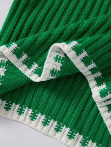 Tween Girls Green And White Contrast Trim Sweater & Pants Co-Ord Set - Green - View 4