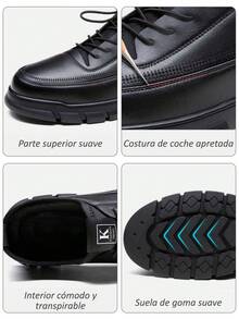 Zapatillas Deportivas para Hombre con Estilo de Zapato Formal. La Piel Duradera y Suave proporciona una Sensación de Luxo, mientras que la Permeabilidad y la Característica Antideslizante garantizan la Comodidad y la Segurida d. Ideal para Combina con Diferentes Outfits. - Negro - Ver 8