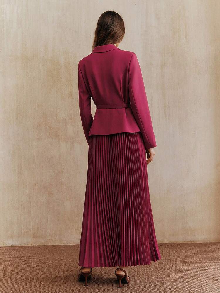 Women's Elegant Formal Commuter High-End Fitted Pleated Long Sleeve Dress, Suitable For Fall, Winter, New Year, Party, Wedding, Elegant, Chic, Stylish, Christmas, Formal, Business Casual