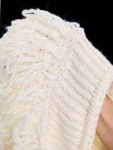 LYSMO 女式纯色流苏装饰结饰开叉休闲毛衣裙