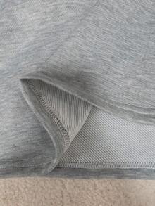 SHEIN 女式休闲落肩半拉链套头衫 - 淺灰色 - 查看 4