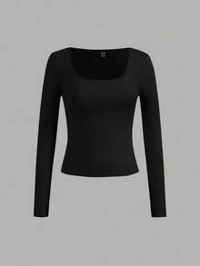 SHEIN Essnce 4pcs/Set Casual Minimalist Crew Neck Women T-Shirts, Solid Color, Suitable For Autumn/Winter, Layering, Outdoor, Undershirt - Multicolor - View 7