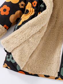 Elladie kids Áo khoác hoodie hoa nhiều màu nền đen cho bé gái có lót giữ nhiệt màu nâu, dễ thương, giản dị, đa năng, thích hợp cho mùa thu đông, ấm áp và thoải mái - Nhiều màu - Xem 9