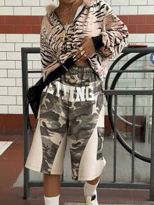 Rovax Women's Loose Straight Leg Camouflage Print Shorts - Multicolor - View 7