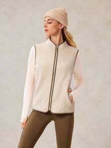 OutZeal Women Soft Warmth Fleece Stand Collar Multi Pocket Outdoor Fleece Vent Jacket Hiking Camping Fall Winter - Apricot - View 10