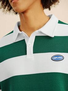 Open Phase Men Striped Collared Button Front Long Sleeve Fashion Sweatshirt Spring To Summer - Green - View 6