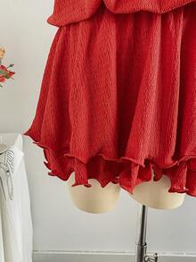 Soleia Vestido mini con escote halter y espalda descubierta de unicolor y sexy, para vacaciones - Naranja - Ver 4