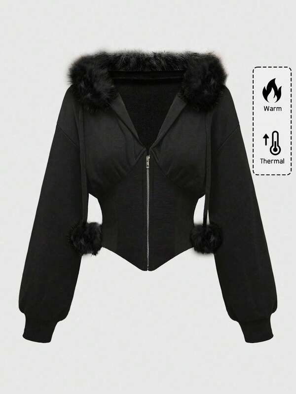 ROMWE Grunge Punk Spring Black Y2K Vintage Leopard Print Hooded Sweatshirt Sweatshirt For Women