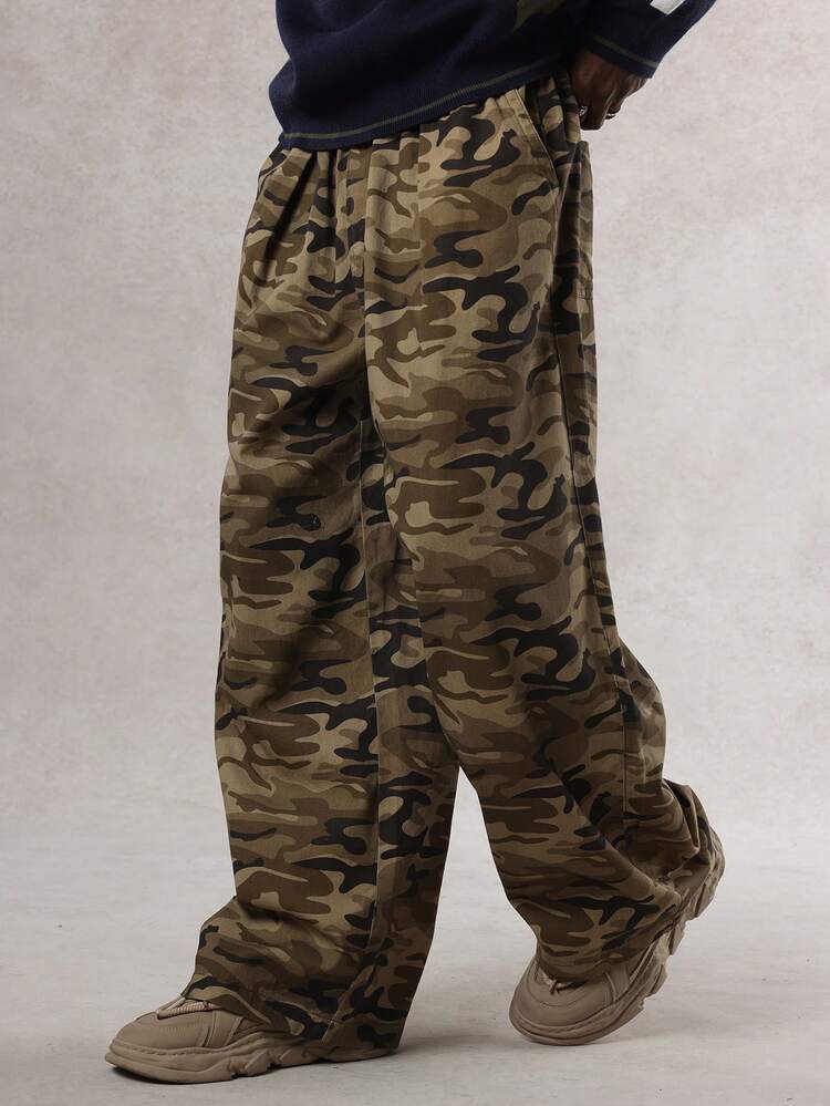 Men's Camouflage Elastic Waist Pants, Autumn
