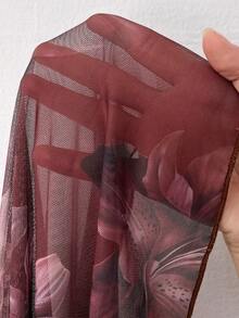 Elenzga Đầm dài họa tiết hoa viền bèo nhún cỡ lớn thời trang dành cho nữ mới, đầm mùa thu, đầm bèo nhún, đầm hoa - Nhiều màu - Xem 8