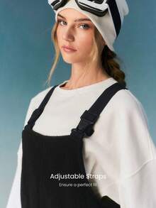 GLOWMODE Skiing Collection Cloud Fleece Ice Breaker Cozy Plush Side Pockets Adjustable Straps Drawstring Hem Ski Snow Bib Overall Pants Autumn Winter Outdoors Skiing Snowboarding - 黑色 - 查看 4