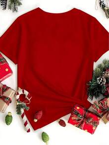 Manfinity Homme Men's Plus Casual Short Sleeve Santa Claus Graphic T-Shirt, Christmas - Multicolor - View 2
