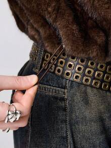 ROMWE EDITION Chaqueta de mujer con textura de piel sintética estilo Kpop - Café integral - Ver 9