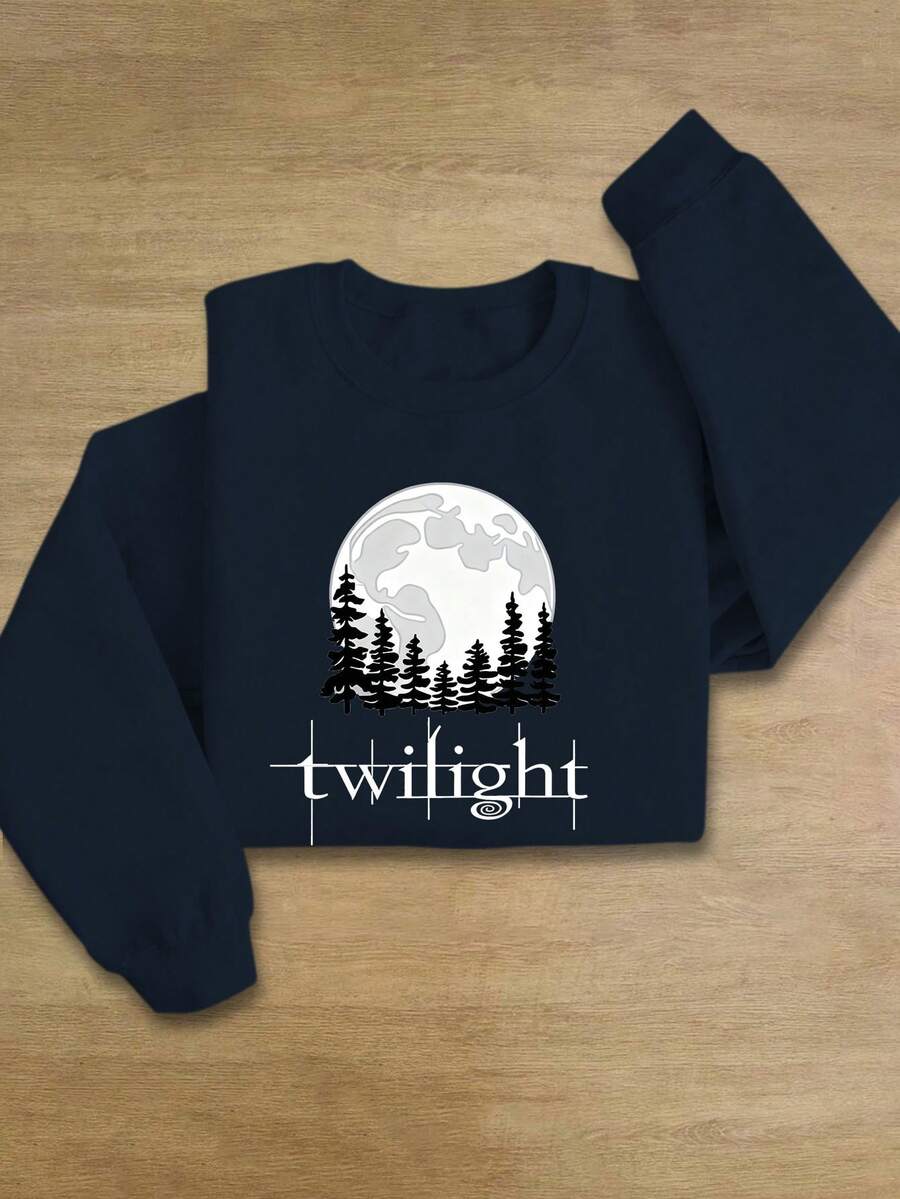 INAWLY Sweat-shirt à manches longues et col ras du cou pour homme, coupe ample, style streetwear, décontracté, imprimé lune et sapin de Noël