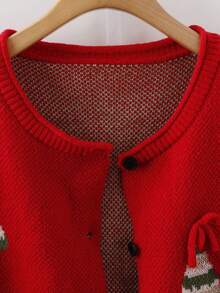 SHEIN CURVE+ Áo len cardigan dáng rộng Giáng sinh cỡ lớn - Nhiều màu - Xem 3