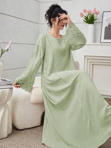 Yasmyna 优雅奢华的拼接设计宽松时尚年轻女士连衣裙 - 薄荷綠 - 查看 1