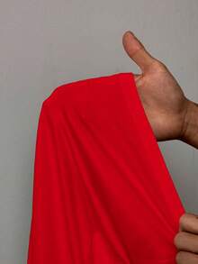 BamGleam 女士春夏季纯色立领长袖不对称下摆休闲T恤新年衣服秋季女装 - 紅色 - 查看 7