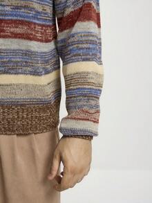 Manfinity Homme Áo len sọc màu thường ngày cho nam, Thu/Đông - Nhiều màu - Xem 2