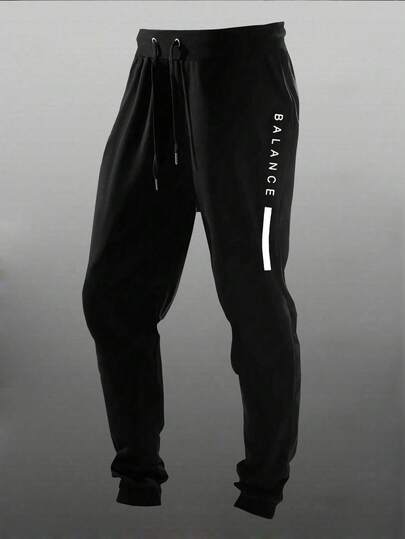 Manfinity Sport Corelite 男士抽绳休闲百搭字母印花慢跑裤