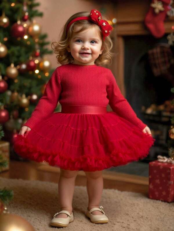 Zestaw casualowy dla dziewczynki: koszulka z długim rękawem i spódniczka TUTU