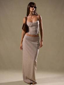 MUSERA Low Rise Column Fit Maxi Skirt Summer Elegant, Casual, Holiday, Cute Vacation Fall Autumn Winter Fall Winter Thanksgiving