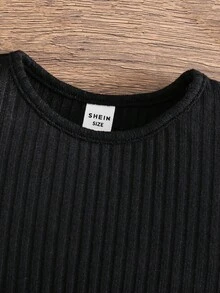 SHEIN Young Girls' Knitted Crew Neck Patchwork Leopard Print Casual Dress, Jacquard Leopard Print Long Sleeve Dress, Suitable For Autumn/Winter - Multicolor - View 4