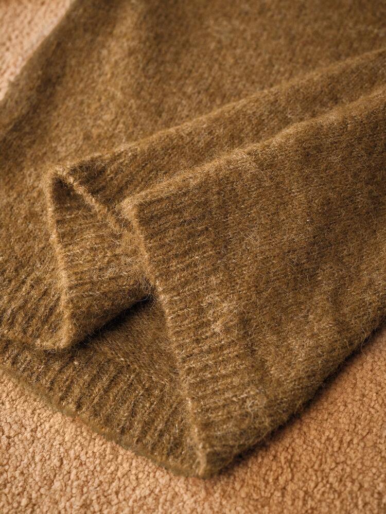 WOMEN'S MOCHA BROWN 3D FLORAL ELEGANT SWEATER, AUTUMN