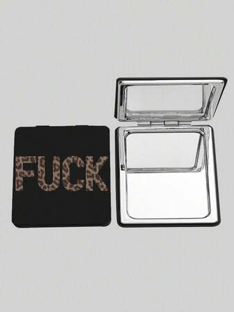 Goth 1 Stück schwarzer quadratischer Spiegel mit zufälliger Sternenmusterung, tragbarer Handspiegelfür Mädchen