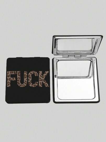 Goth 1 pezzo Specchio quadrato nero con stampa casuale di stelle, specchio portatile da trucco per ragazze