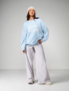 MISSGUIDED Suéter de punto extra grande con texto en script para la temporada navideña "Santa Baby" - Azul - Ver 5